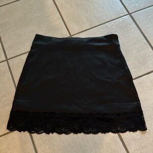 Princess Polly Black satin high waisted lace skirt